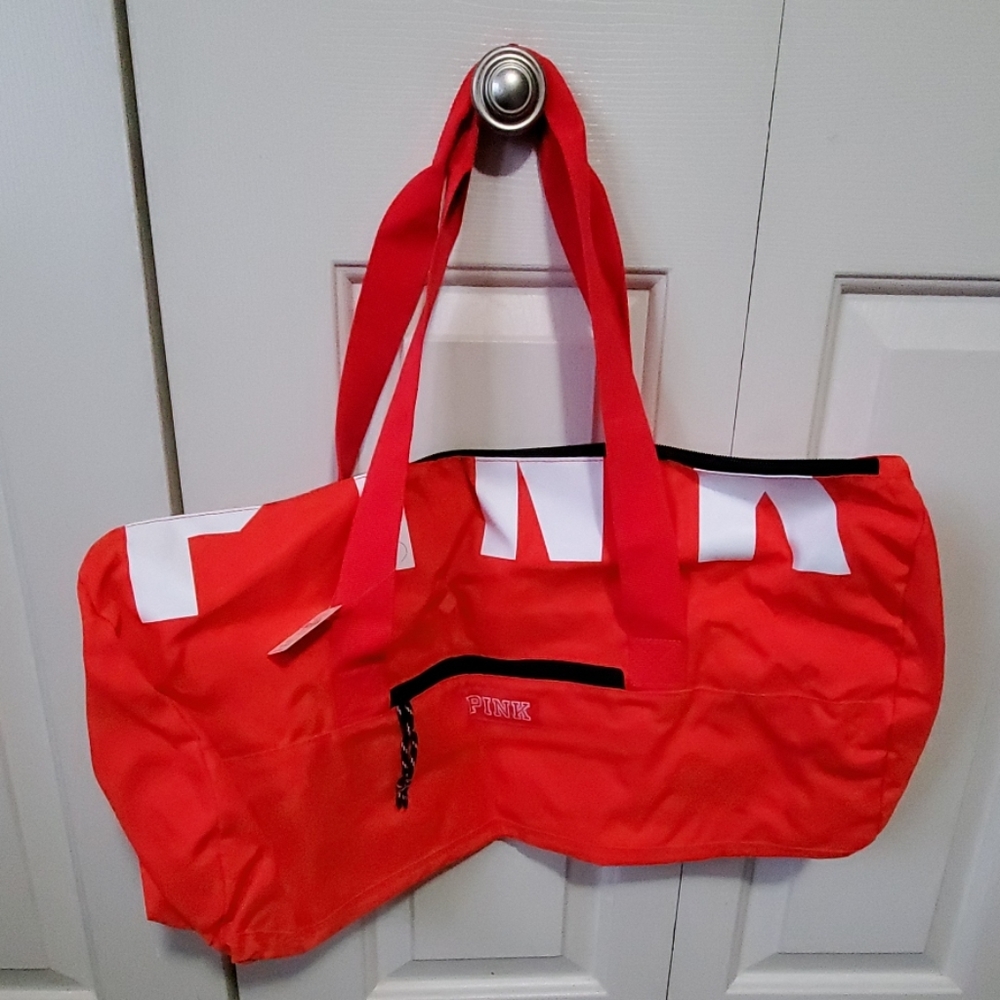 Pink duffle bag